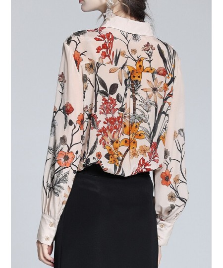 Silk Apricot Floral Blouse Women 2022 Spring And Summer New Ruffled French Top Flower Casual Shirts Indie Folk Blouse $38.40 ...