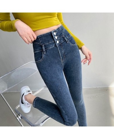 2023 Spring New Women's Stretch Jeans Fashion Slim High Waist Breasted Skinny Pencil Denim Trousers Streetwear $40.95 - Bottoms