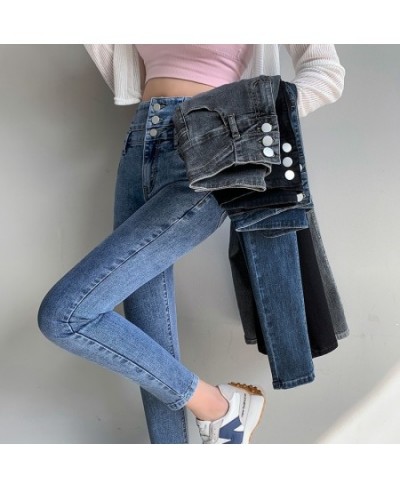 2023 Spring New Women's Stretch Jeans Fashion Slim High Waist Breasted Skinny Pencil Denim Trousers Streetwear $40.95 - Bottoms