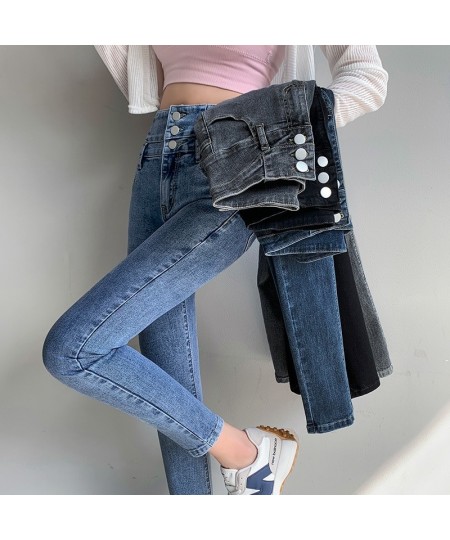 2023 Spring New Women's Stretch Jeans Fashion Slim High Waist Breasted Skinny Pencil Denim Trousers Streetwear $40.95 - Bottoms