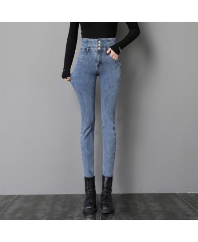 2023 Spring New Women's Stretch Jeans Fashion Slim High Waist Breasted Skinny Pencil Denim Trousers Streetwear $40.95 - Bottoms