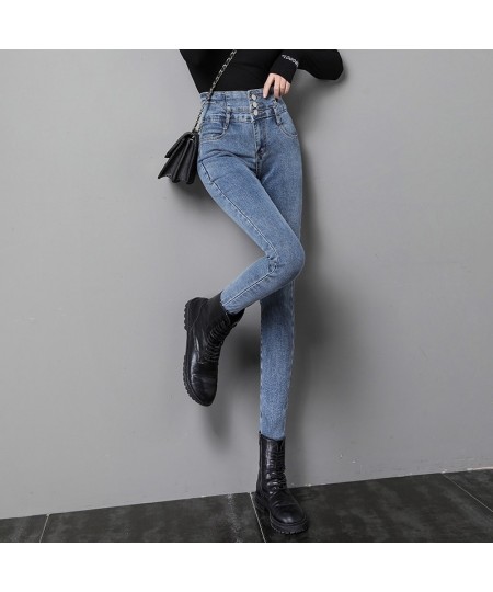 2023 Spring New Women's Stretch Jeans Fashion Slim High Waist Breasted Skinny Pencil Denim Trousers Streetwear $40.95 - Bottoms