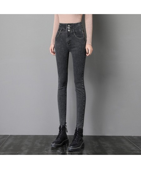 2023 Spring New Women's Stretch Jeans Fashion Slim High Waist Breasted Skinny Pencil Denim Trousers Streetwear $40.95 - Bottoms