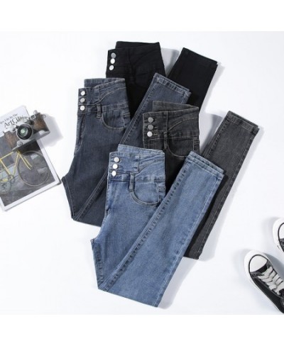 2023 Spring New Women's Stretch Jeans Fashion Slim High Waist Breasted Skinny Pencil Denim Trousers Streetwear $40.95 - Bottoms