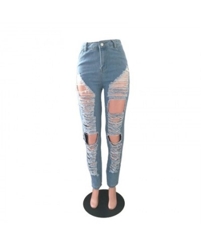 Curvy Jeans Woman High Waist 2023 New Light Blue Ripped Hole Women Summer Plus Size Denim Pencil Pants Jean Pantalon Pour Fem...