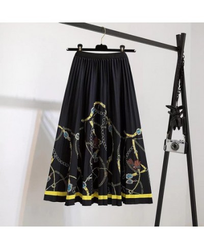 Summer Skirts Womens 2022 Vintage Floral Print Chiffon Pleated Skirt Elastic High Waist Casual Midi Skirt Women Clothes Jupe ...