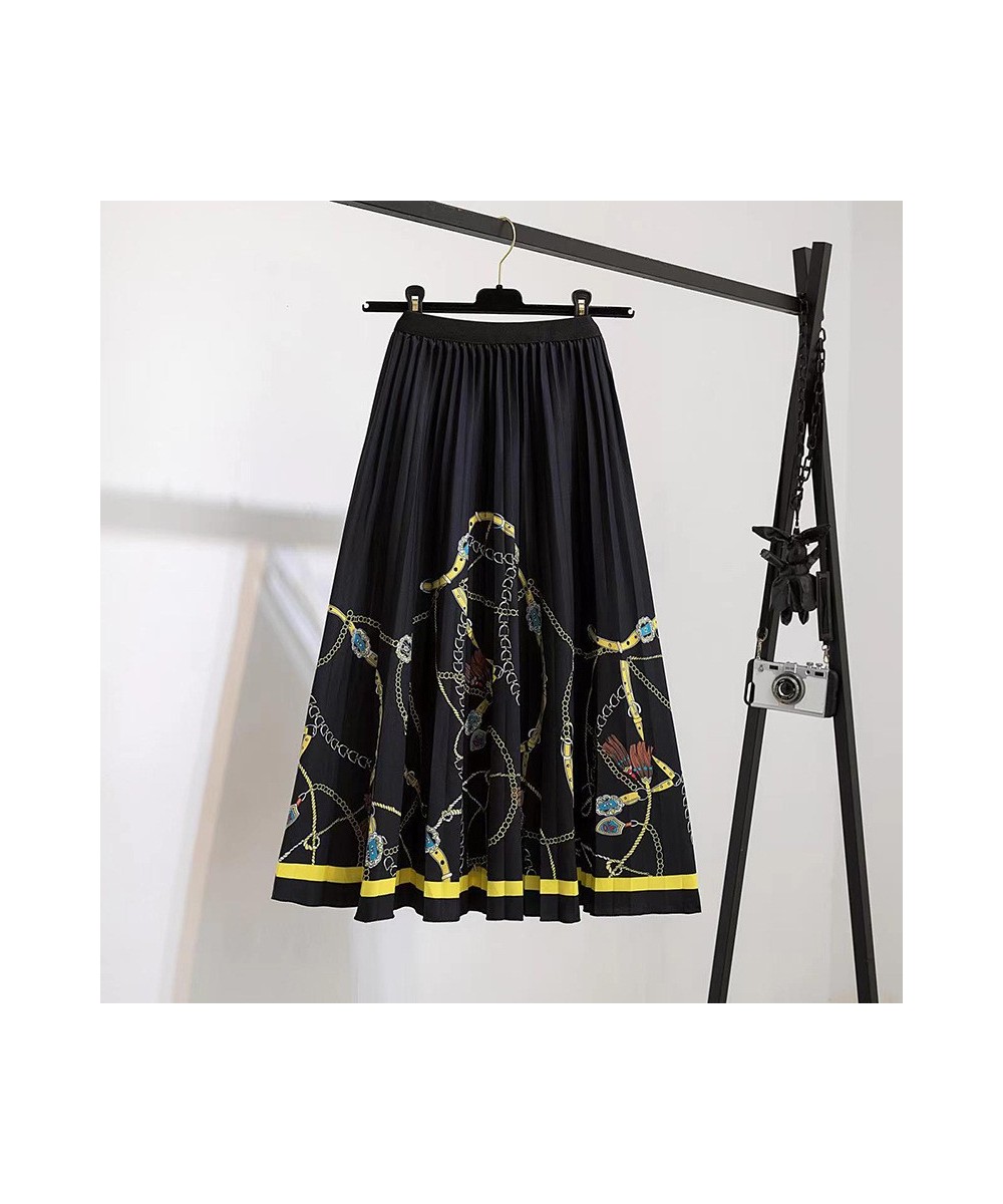 Summer Skirts Womens 2022 Vintage Floral Print Chiffon Pleated Skirt Elastic High Waist Casual Midi Skirt Women Clothes Jupe ...