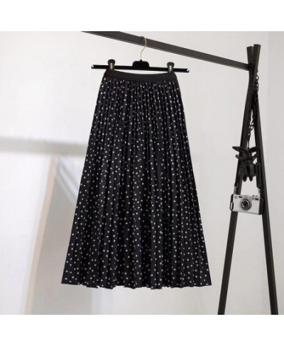 Summer Skirts Womens 2022 Vintage Floral Print Chiffon Pleated Skirt Elastic High Waist Casual Midi Skirt Women Clothes Jupe ...