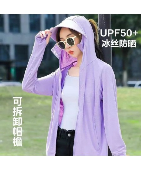 Sunscreen Clothing Women Ice Silk UV Protection 2023 Summer Hat Removable Sunscreen Clothing Breathable Cycling Short Jacket ...