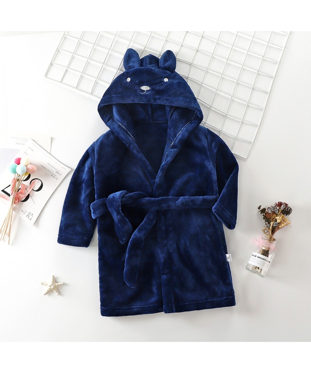 Personalized Autumn Winter Kids Hooded Bathrobe Baby Bath Robes Boys Girls Cartoon Rabbit Flannel Pajamas Long Sleeve Bathrob...