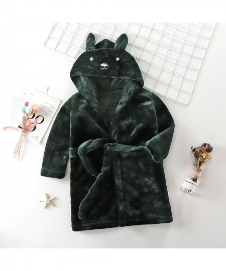 Personalized Autumn Winter Kids Hooded Bathrobe Baby Bath Robes Boys Girls Cartoon Rabbit Flannel Pajamas Long Sleeve Bathrob...