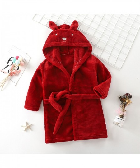 Personalized Autumn Winter Kids Hooded Bathrobe Baby Bath Robes Boys Girls Cartoon Rabbit Flannel Pajamas Long Sleeve Bathrob...