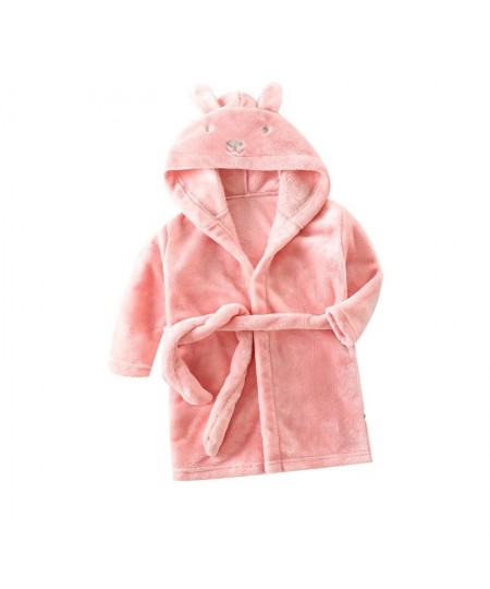 Personalized Autumn Winter Kids Hooded Bathrobe Baby Bath Robes Boys Girls Cartoon Rabbit Flannel Pajamas Long Sleeve Bathrob...