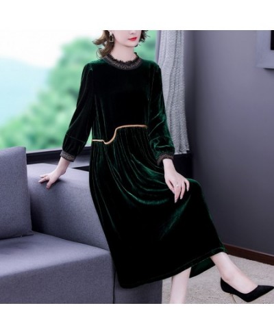 Black Gold Velvet Dress In Autumn And Winter 2022 Long Sleeves Show Thin Waist Versatile Heavy Industry Embroidery Skirt $67....