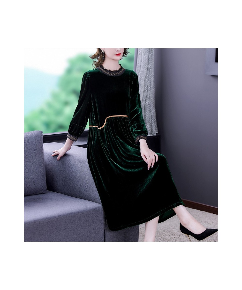 Black Gold Velvet Dress In Autumn And Winter 2022 Long Sleeves Show Thin Waist Versatile Heavy Industry Embroidery Skirt $67....