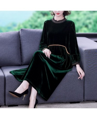 Black Gold Velvet Dress In Autumn And Winter 2022 Long Sleeves Show Thin Waist Versatile Heavy Industry Embroidery Skirt $67....