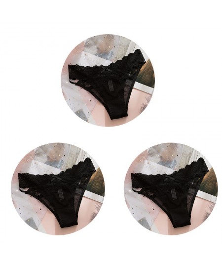 3Pcs Women Panties Sexy Lace Thongs Ultra-thin Mesh Transparent Lingerie Women's Soft Briefs Bow Panty Cotton Underwear $24.3...