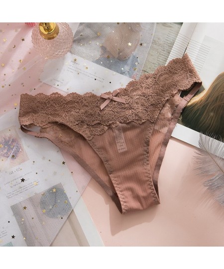 3Pcs Women Panties Sexy Lace Thongs Ultra-thin Mesh Transparent Lingerie Women's Soft Briefs Bow Panty Cotton Underwear $24.3...