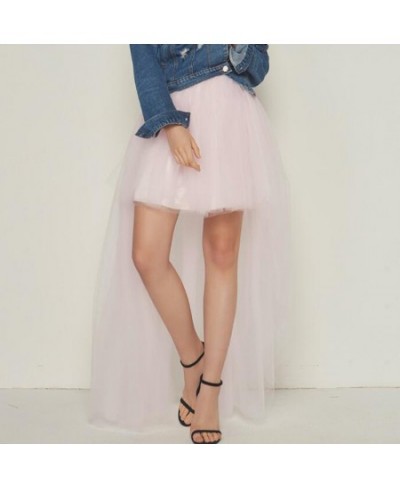 Women Irregular Long Tulle Skirts Ladies High Waist Ankle-Length Tutu Maxi Skirts Pink Black White Female Faldas Jupe Femme $...