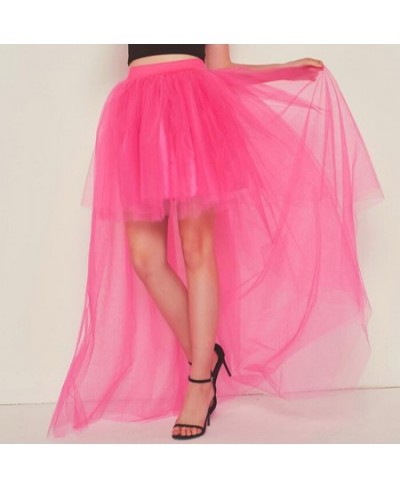 Women Irregular Long Tulle Skirts Ladies High Waist Ankle-Length Tutu Maxi Skirts Pink Black White Female Faldas Jupe Femme $...