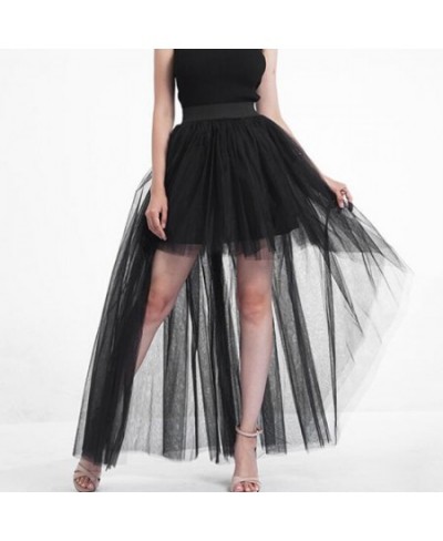 Women Irregular Long Tulle Skirts Ladies High Waist Ankle-Length Tutu Maxi Skirts Pink Black White Female Faldas Jupe Femme $...