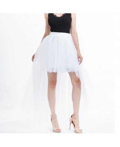 Women Irregular Long Tulle Skirts Ladies High Waist Ankle-Length Tutu Maxi Skirts Pink Black White Female Faldas Jupe Femme $...