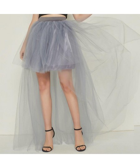 Women Irregular Long Tulle Skirts Ladies High Waist Ankle-Length Tutu Maxi Skirts Pink Black White Female Faldas Jupe Femme $...