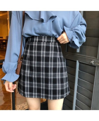 Women Retro Plaid Summer Mini Skirt A-line High Waist Fashion Girls Female Stylish Fit $26.01 - Skirts