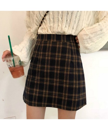 Women Retro Plaid Summer Mini Skirt A-line High Waist Fashion Girls Female Stylish Fit $26.01 - Skirts