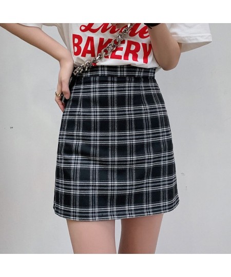 Women Retro Plaid Summer Mini Skirt A-line High Waist Fashion Girls Female Stylish Fit $26.01 - Skirts