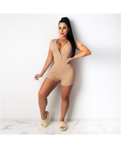 Casual Solid Skinny Basic Rompers Women Bodysuits Fashion Summer Bodycon Short Sleeve One-Piece Jumpsuits Female Overalls $29...