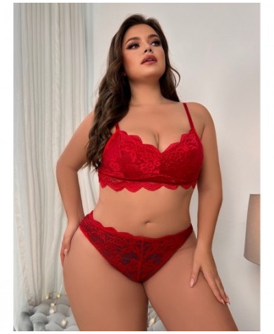 Plus Size Womens Sexy Lace Mesh Bra Crop Tops Ladies Evening Night Underwear Lingerie Set Nightwear XL-5XL For Women 2023 $27...