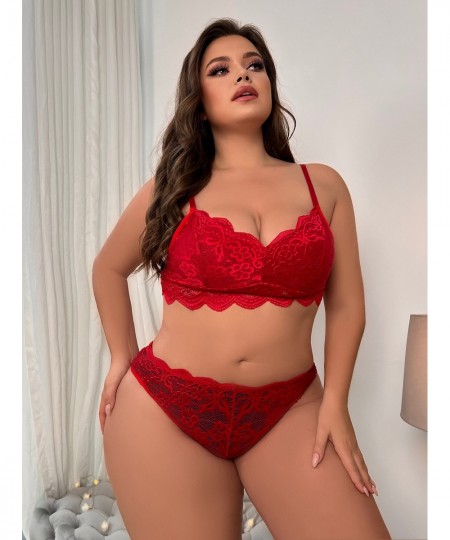 Plus Size Womens Sexy Lace Mesh Bra Crop Tops Ladies Evening Night Underwear Lingerie Set Nightwear XL-5XL For Women 2023 $27...