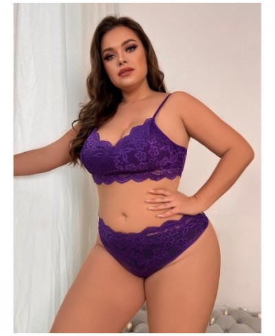 Plus Size Womens Sexy Lace Mesh Bra Crop Tops Ladies Evening Night Underwear Lingerie Set Nightwear XL-5XL For Women 2023 $27...