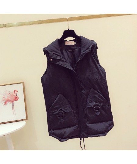 Hooded Jackets Vest Down Cotton Waistcoat Women Mid-length Winter 2023 Korean Fashion Loose Chaleco Mujer Body Warmer Gilet $...