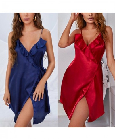 Womens Nightgown Lingerie Satin Chemise Lingerie Sexy Nightie Full Slips Sleep Dress Sexy Slips Sleepwear Gift For Womens $26...