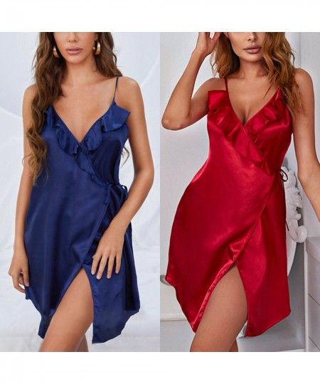 Womens Nightgown Lingerie Satin Chemise Lingerie Sexy Nightie Full Slips Sleep Dress Sexy Slips Sleepwear Gift For Womens $26...