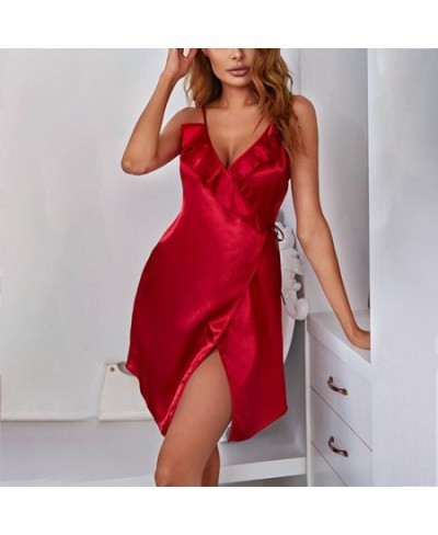 Womens Nightgown Lingerie Satin Chemise Lingerie Sexy Nightie Full Slips Sleep Dress Sexy Slips Sleepwear Gift For Womens $26...