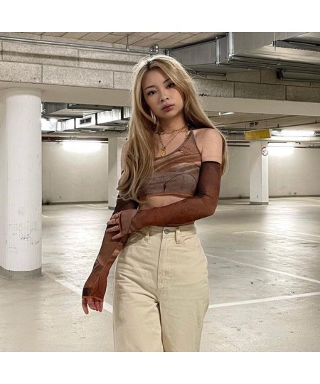 90s Women Aesthetic Brown Corset Top Vintage Crop Top Y2k Grunge Kawaii With Glove Fashion Sweats Summer Sexy Camis Korean $2...