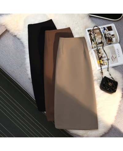 Fashion Elegant Formal Skirts Women Autumn New High Waist Drape Suit Long Brown Skirt Zipper Female $42.44 - Skirts