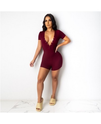 Casual Solid Skinny Basic Rompers Women Bodysuits Fashion Summer Bodycon Short Sleeve One-Piece Jumpsuits Female Overalls $29...