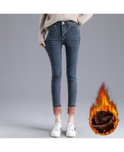 Blue Jeans for Women Pants Velvet High Waisted Stretch Skinny Pencil Jeans Denim Flocking Winter Warm Casual Slim Fashion $46...