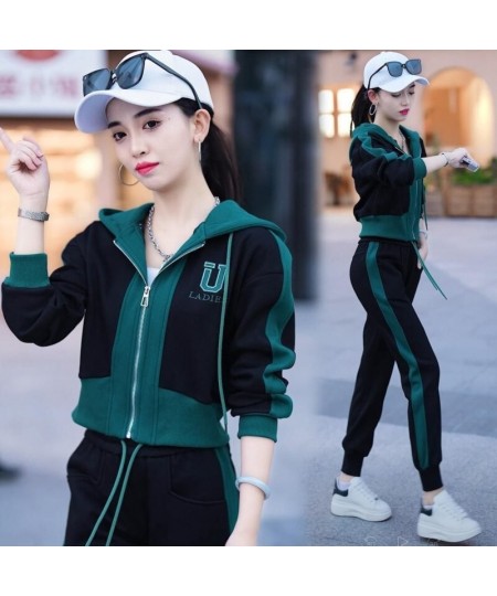 Women's Fashion Casual Sports Suit 2023 Spring Autumn New Cardigan Hooded Tops Sweater Coat And Pants 2 Two Piece Set For Wom...