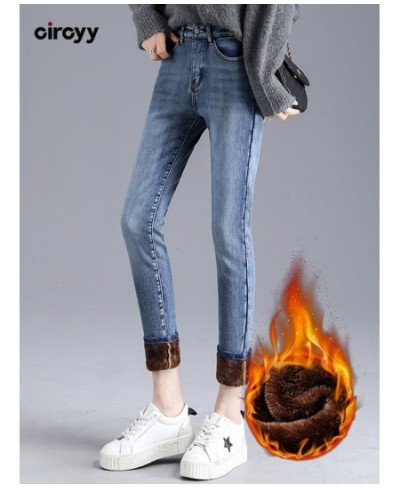 Blue Jeans for Women Pants Velvet High Waisted Stretch Skinny Pencil Jeans Denim Flocking Winter Warm Casual Slim Fashion $46...