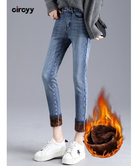 Blue Jeans for Women Pants Velvet High Waisted Stretch Skinny Pencil Jeans Denim Flocking Winter Warm Casual Slim Fashion $46...