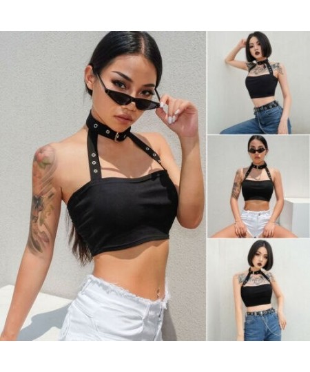 New Fashion Womens Punk Sexy Black Halter Vest Ladies Off Shoulder Crop Tops Vest Sleeveless Bandeau $19.08 - Tops & Tees