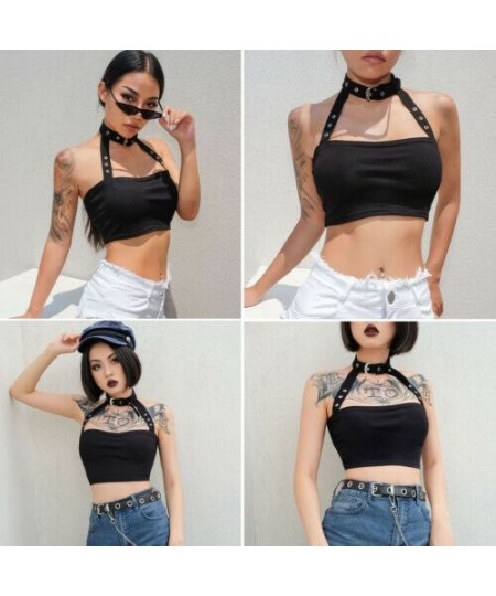 New Fashion Womens Punk Sexy Black Halter Vest Ladies Off Shoulder Crop Tops Vest Sleeveless Bandeau $19.08 - Tops & Tees