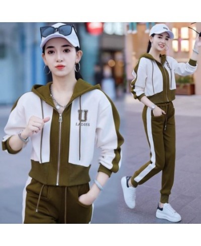 Women's Fashion Casual Sports Suit 2023 Spring Autumn New Cardigan Hooded Tops Sweater Coat And Pants 2 Two Piece Set For Wom...