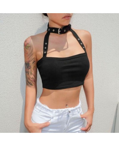 New Fashion Womens Punk Sexy Black Halter Vest Ladies Off Shoulder Crop Tops Vest Sleeveless Bandeau $19.08 - Tops & Tees