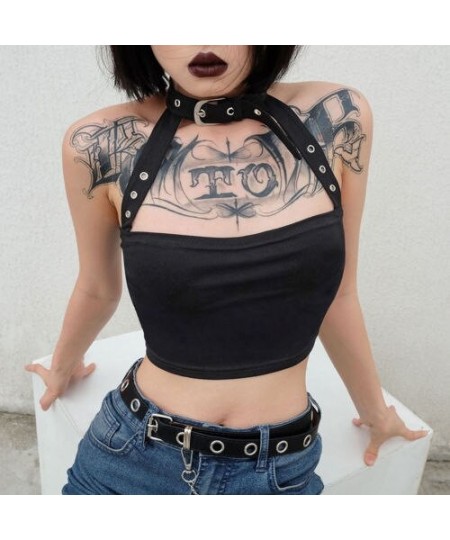 New Fashion Womens Punk Sexy Black Halter Vest Ladies Off Shoulder Crop Tops Vest Sleeveless Bandeau $19.08 - Tops & Tees